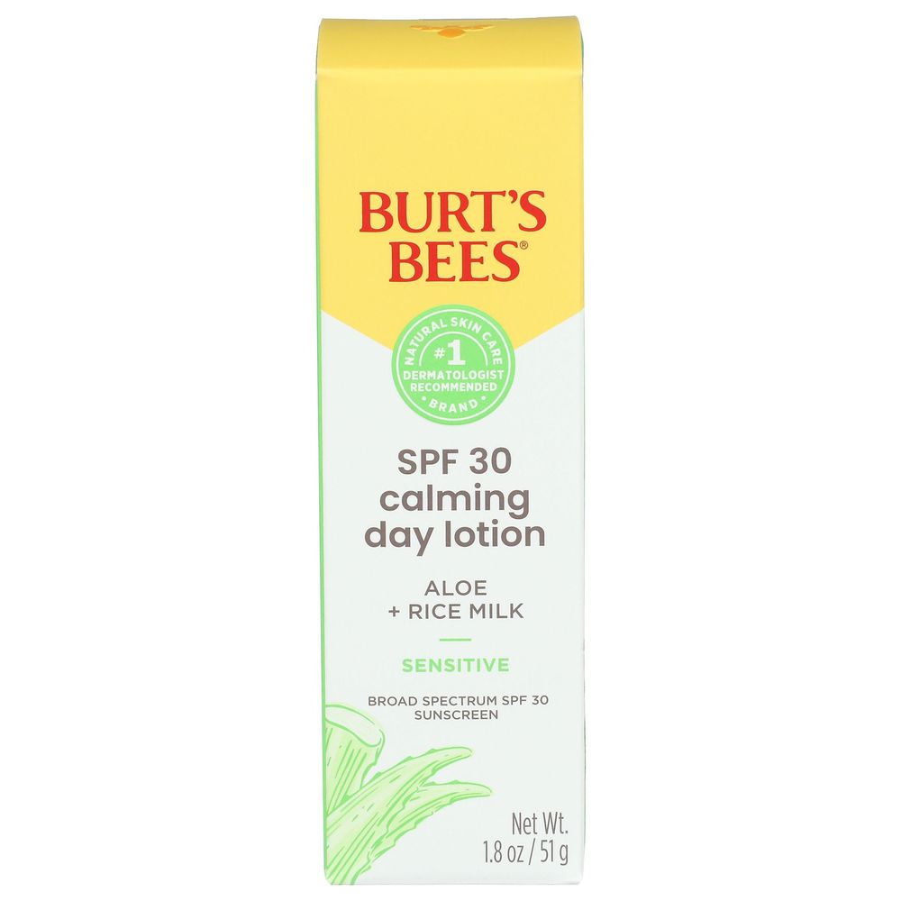 Burts Bees SPF 30 Calming Day Lotion with Aloe and Rice Milk, 1.8 Ounce