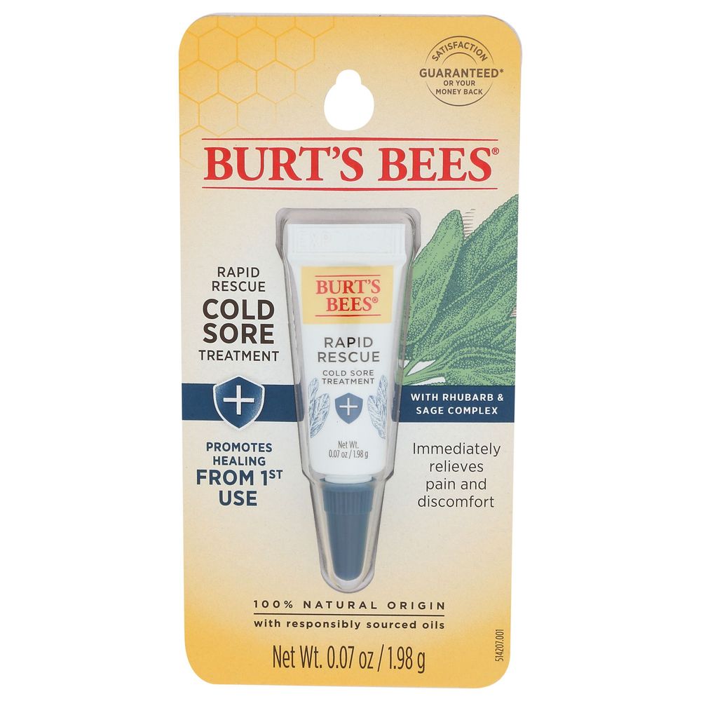 Burt's Bees Rapid Rescue Cold Sore Treatment With Rhubarb And Sage Complex, 0.7 Ounce -- 3 Per Case