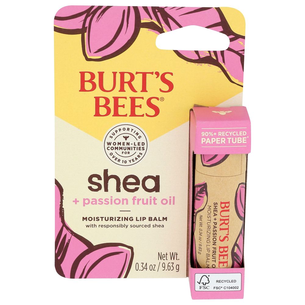 Burts Bees Shea and Passion Fruit Oil Moisturizing Lip Balm, 0.34 Ounce -- 6 per case