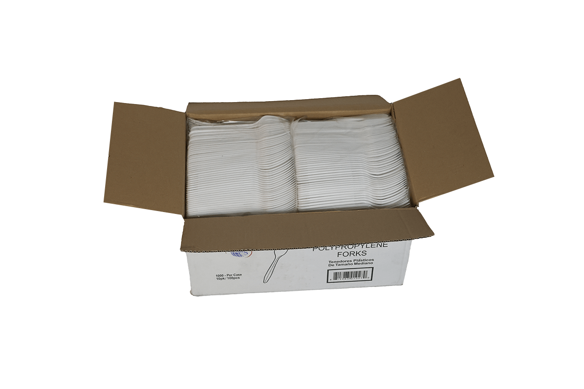 Verde Pack Heavy Weight Polypropylene White Fork -- 1000 per case.
