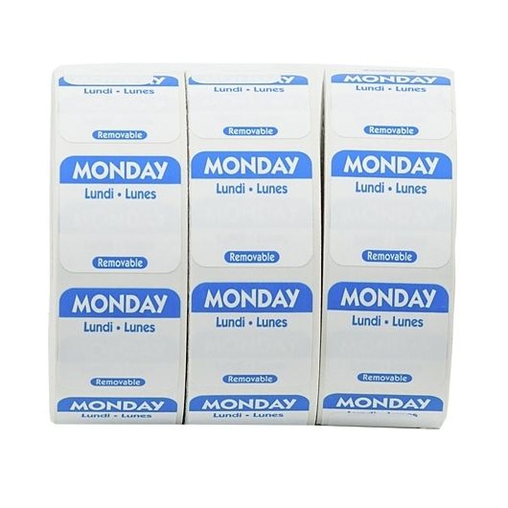 Ncco Removable Trilingual Monday Label Roll, 3 Count