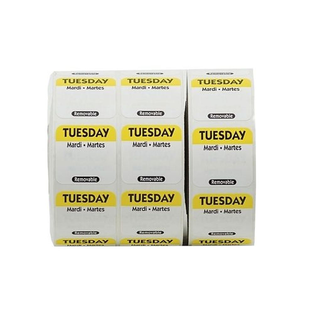Ncco Removable Trilingual Tuesday Label Roll, 3 Count