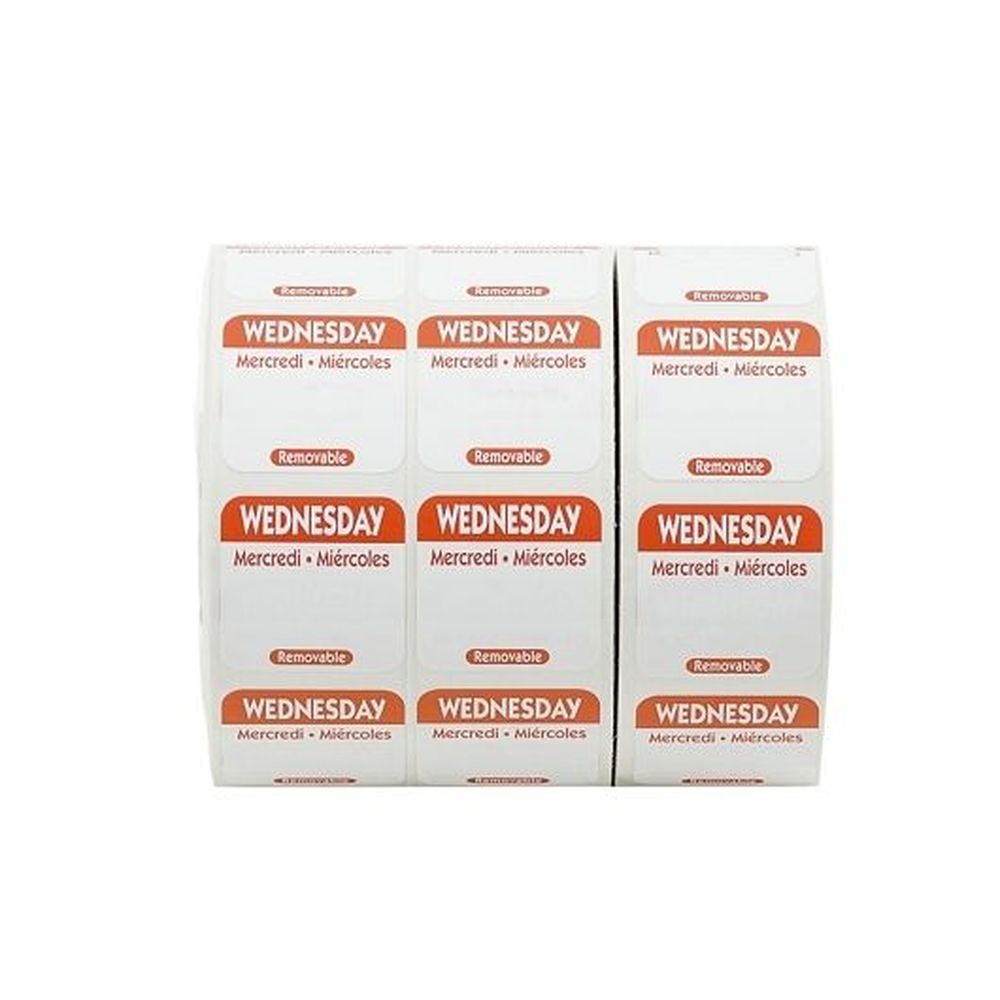 Ncco Removable Trilingual Wednesday Label Roll, 3 Count