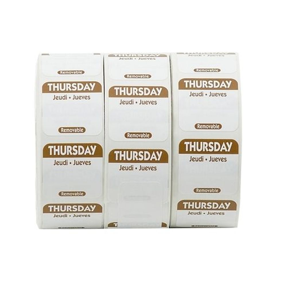 Ncco Removable Trilingual Thursday Label Roll, 3 Count