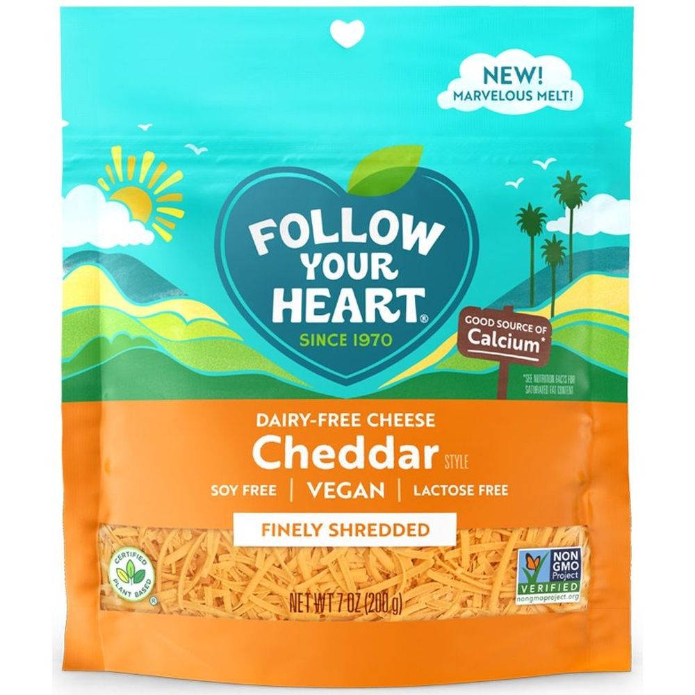 Follow Your Heart Dairy Free Cheddar Style Finely Shredded Cheese, 7 Ounce -- 8 Per Case