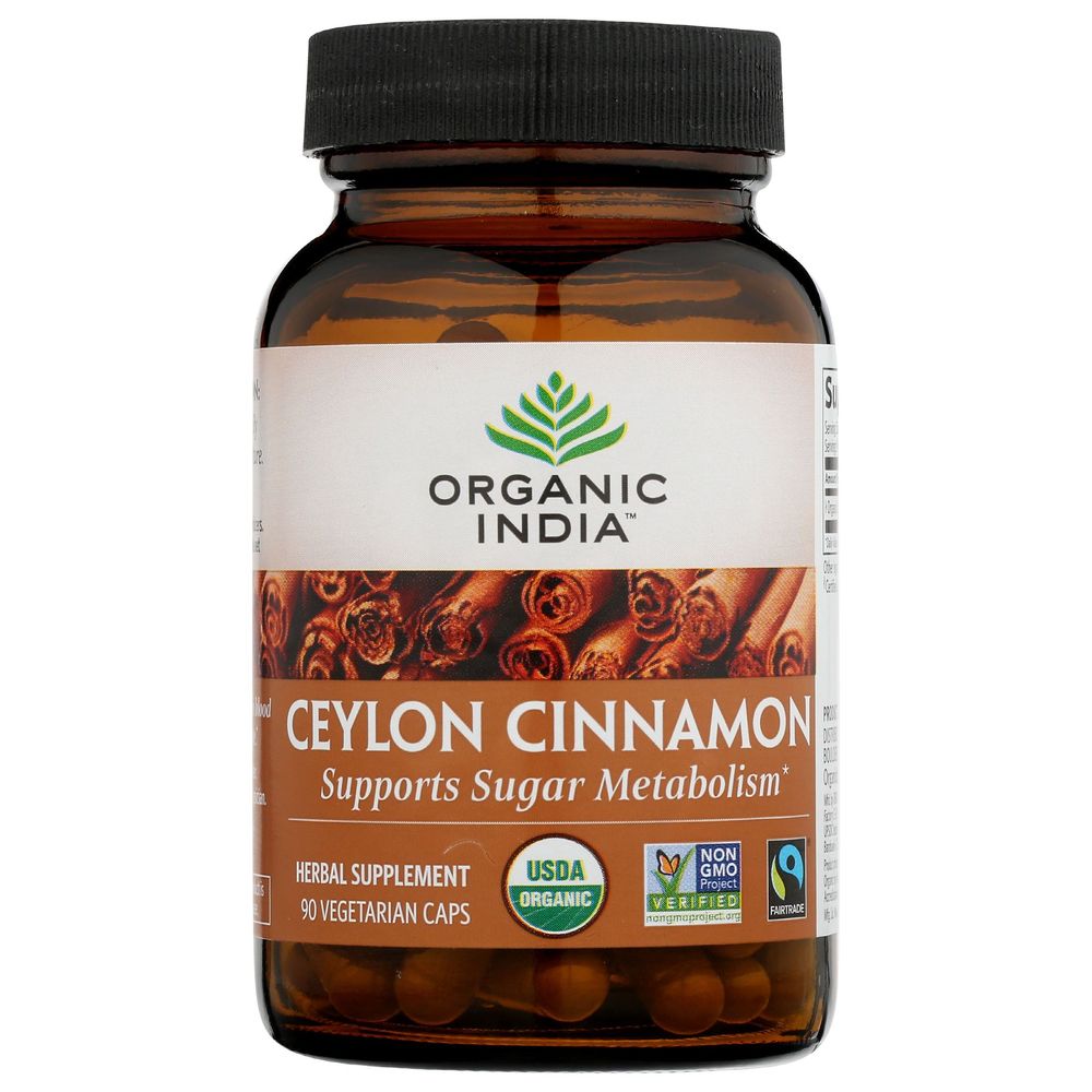 Organic India Ceylon Cinnamon Vegetarian Capsules, 90 count