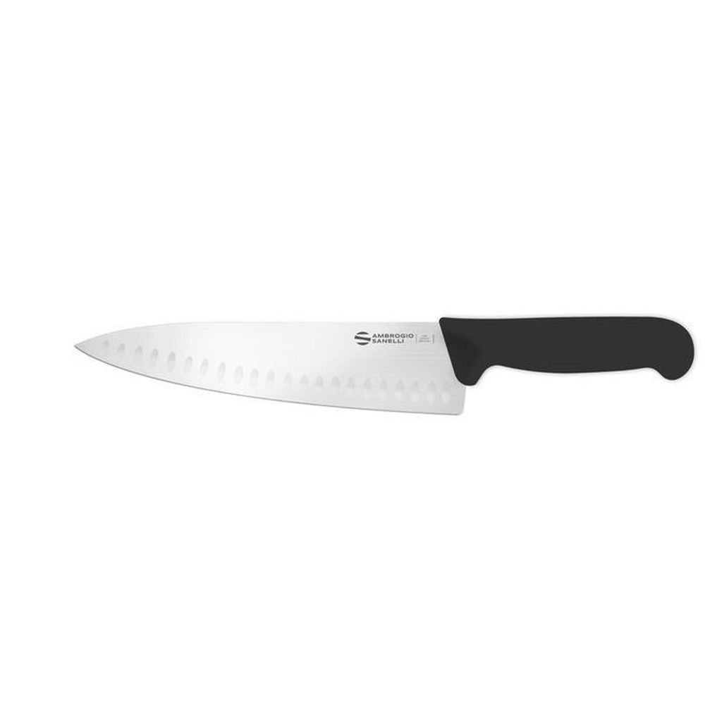 Ambrogio Sanelli Supra Chef Knife With Granton Edge And Smooth Semi Polished Blade Finishing, 9.25 Inch