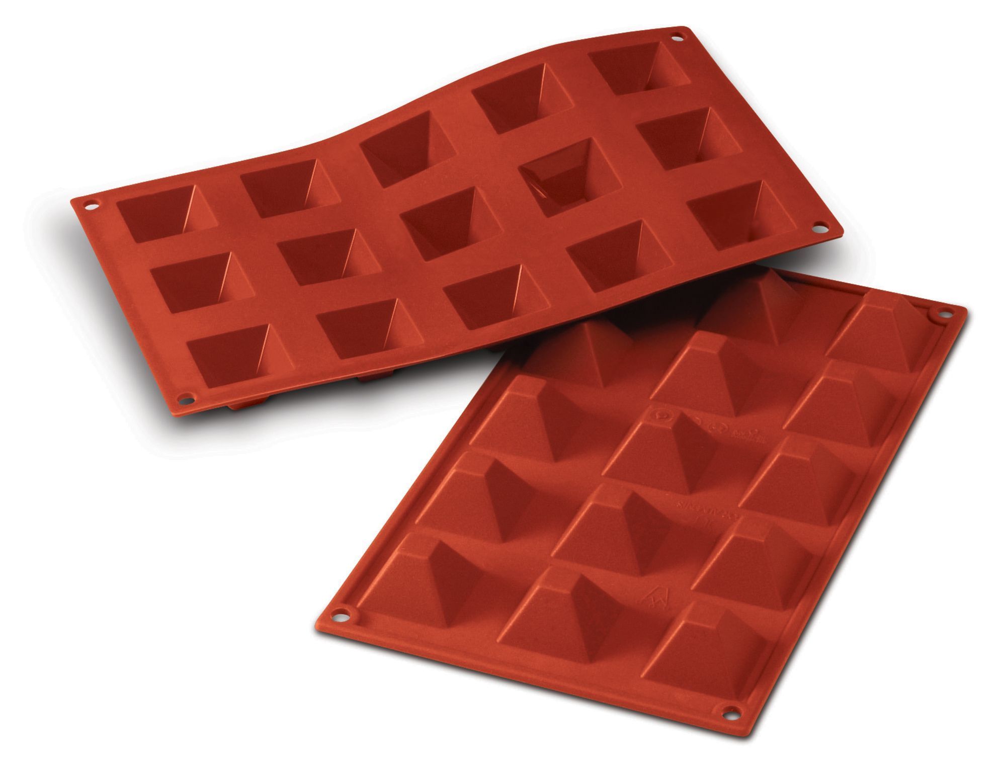 Silikomart Siliconflex Alimentary Silicone 15 Cavities Pyramid Mold, 1.42 Inch Length X 1.42 Inch Width X 0.87 Inch Height