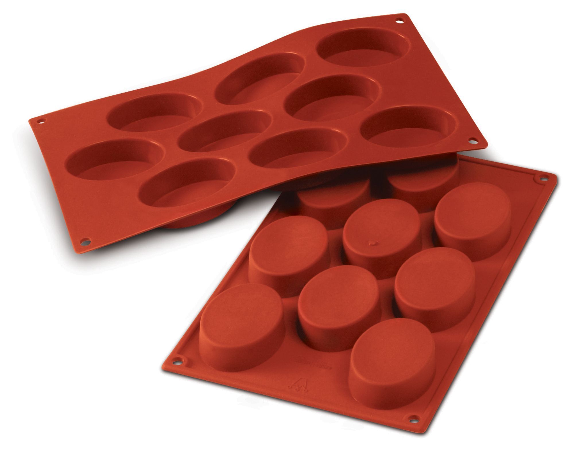 Silikomart Siliconflex Alimentary Silicone 16 Cavities Oval Mold, 2.17 Inch Length X 1.3 Inch Width X 0.78 Inch Height