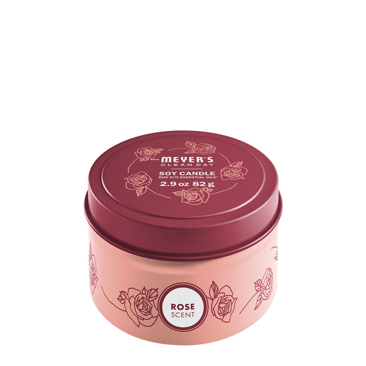 Mrs Meyers Clean Day Rose Soy Candle, 2.9 Ounce Tin -- 8 Per Case