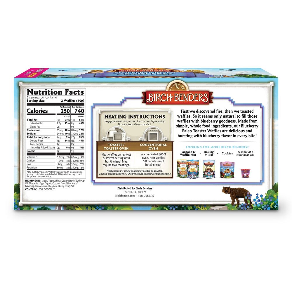 Birch Benders Blueberry Paleo Toaster Waffles, 7.4 Ounce -- 8 Per Case