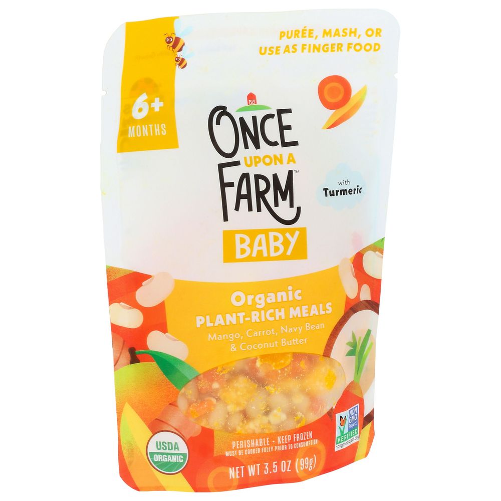 Once Upon A Farm Organic Mango Carrot Navy Bean And Coconut Butter Plant Rich Baby Meals, 3.5 Ounce -- 8 Per Case