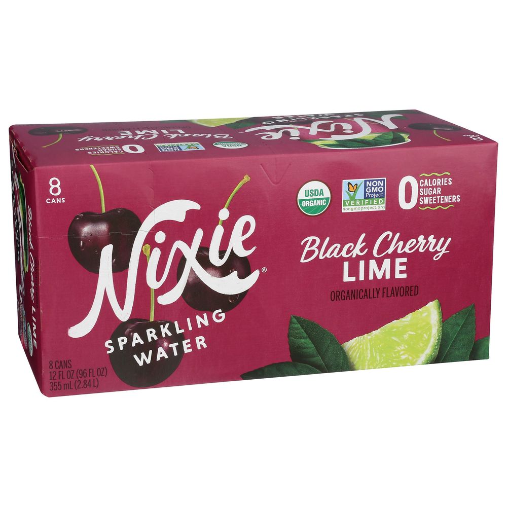 Nixie Organic Black Cherry Lime Sparkling Water, 12 Fluid Ounce -- 24 Per Case