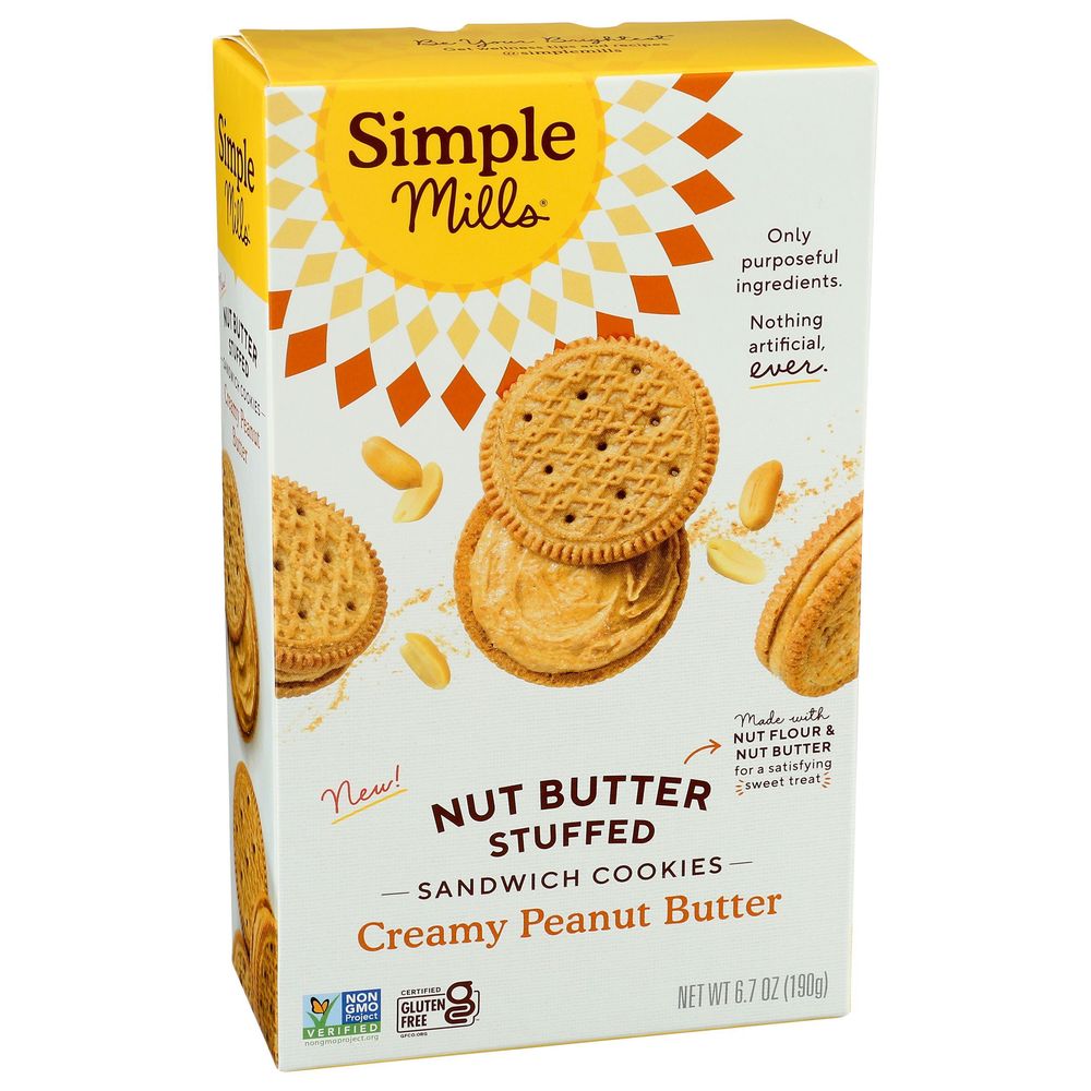 Simple Mills Creamy Peanut Butter Sandwich Cookies, 6.7 Ounce -- 8 Per Case