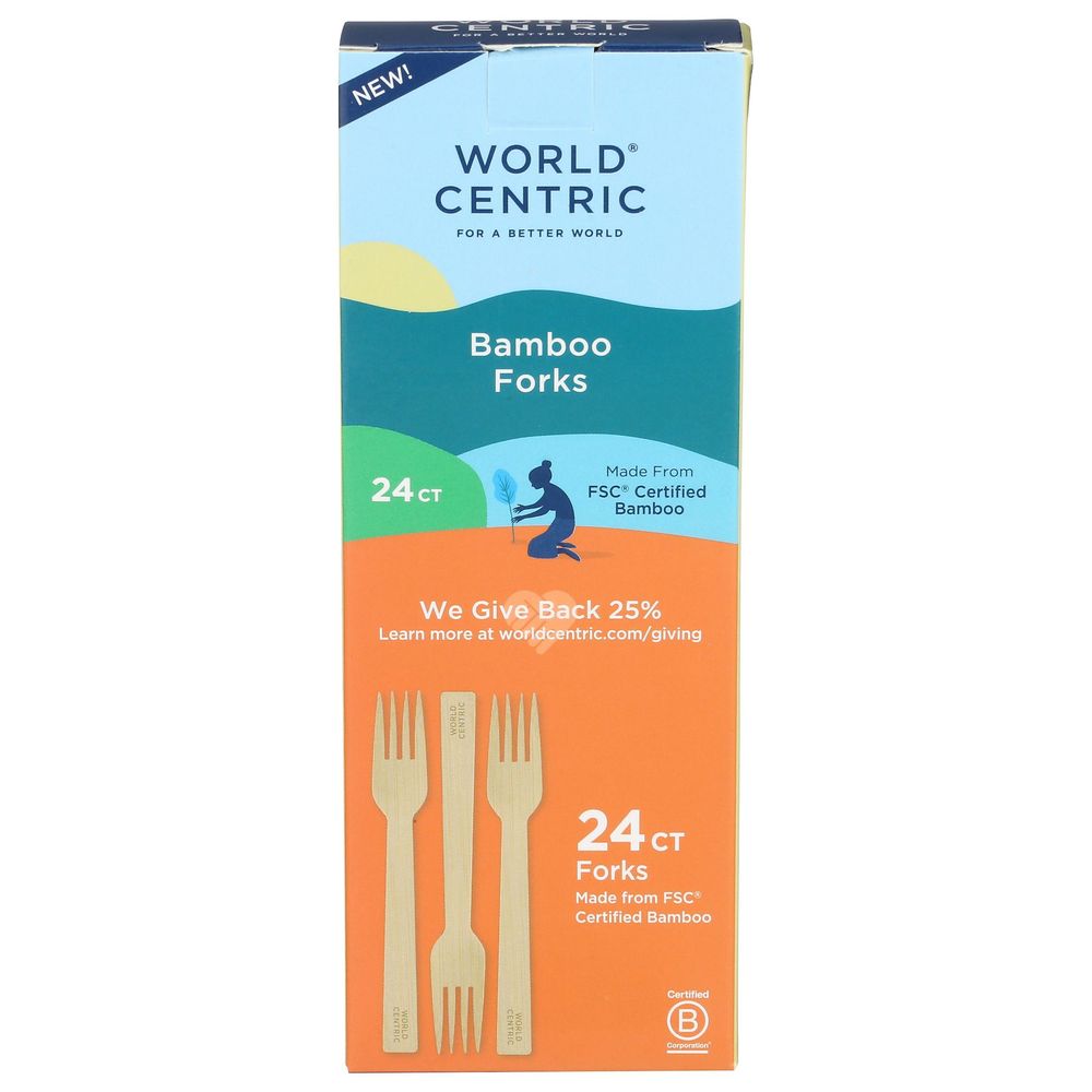 World Centric Bamboo Fork, 24 count 12 per case