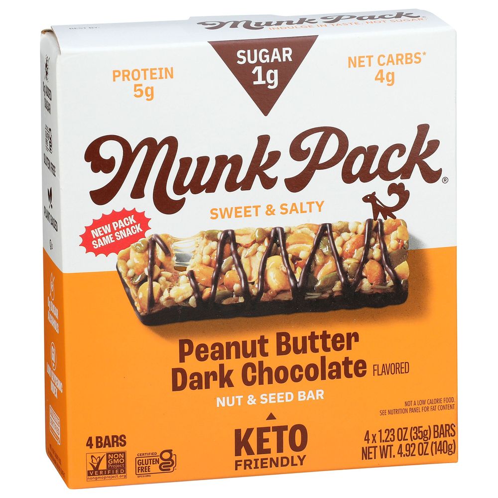 Munk Pack Peanut Butter Dark Chocolate Nut And Seed Bar, 4.92 Ounce -- 6 Per Case