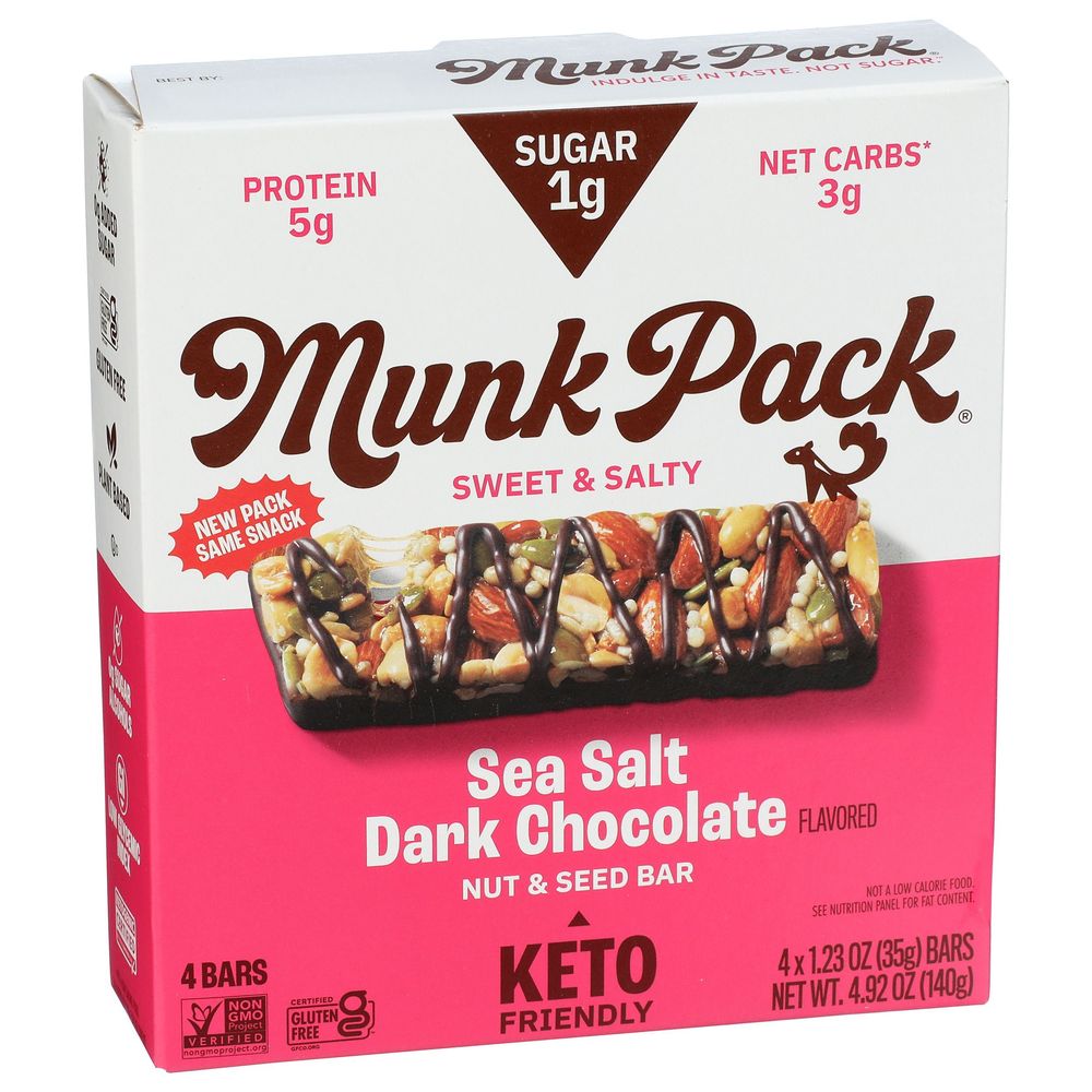 Munk Pack Sea Salt Dark Chocolate Nut And Seed Bar, 4.92 Ounce -- 6 Per Case