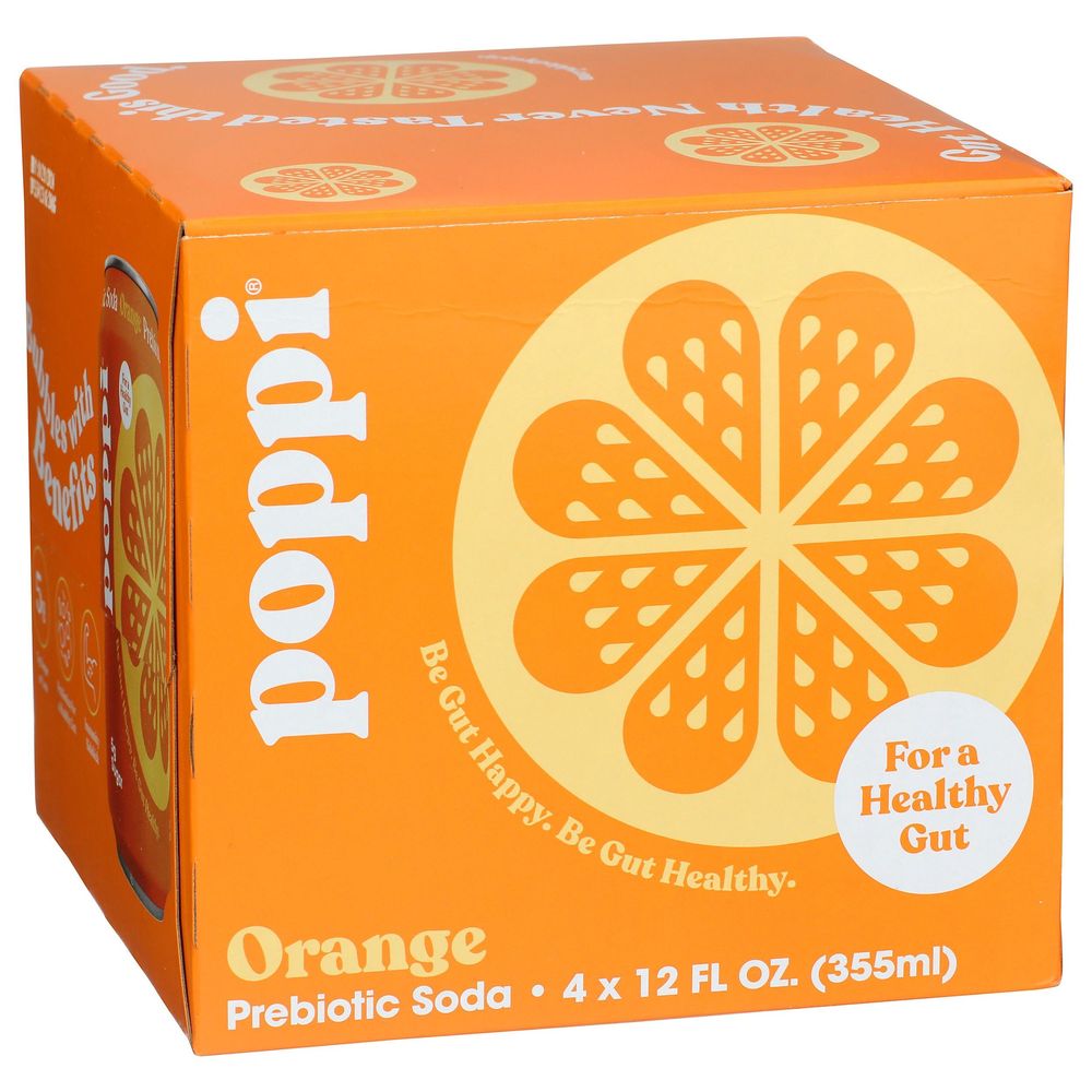 Poppi Orange Prebiotic Soda, 12 Fluid Ounce -- 24 Per Case