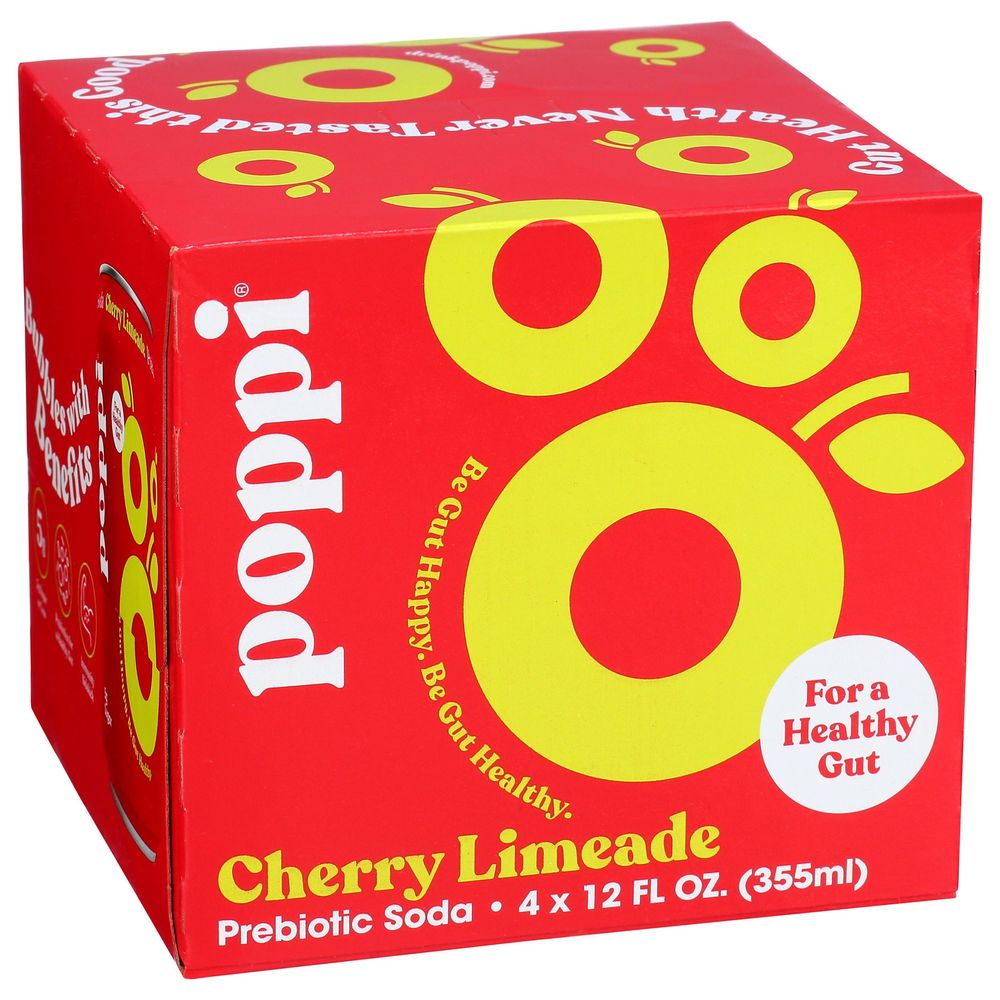 Poppi Cherry Limeade Prebiotic Soda, 12 Fluid Ounce -- 24 Per Case