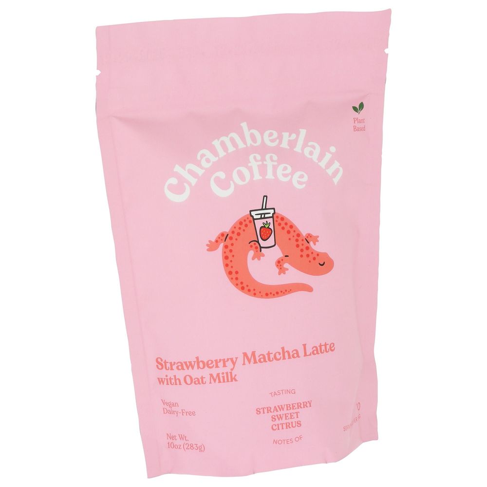 Chamberlain Coffee Strawberry Matcha Latte With Oatmilk, 10 Ounce -- 12 Per Case