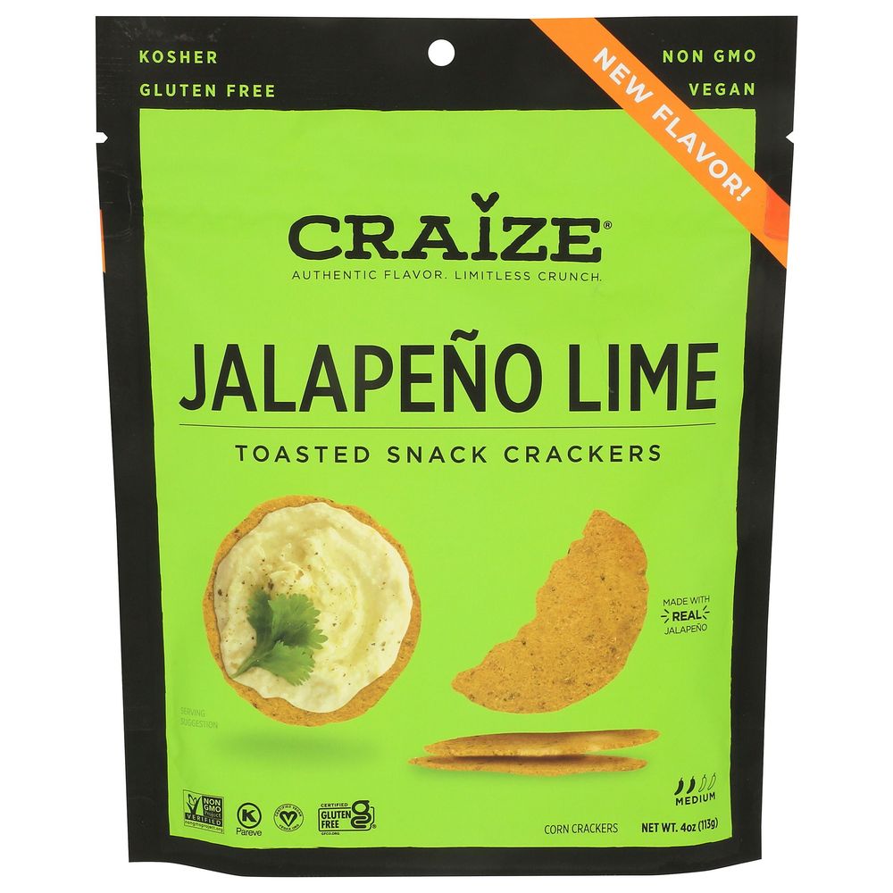 Craize Jalapeno Lime Corn Cracker, 4 Ounce -- 6 Per Case