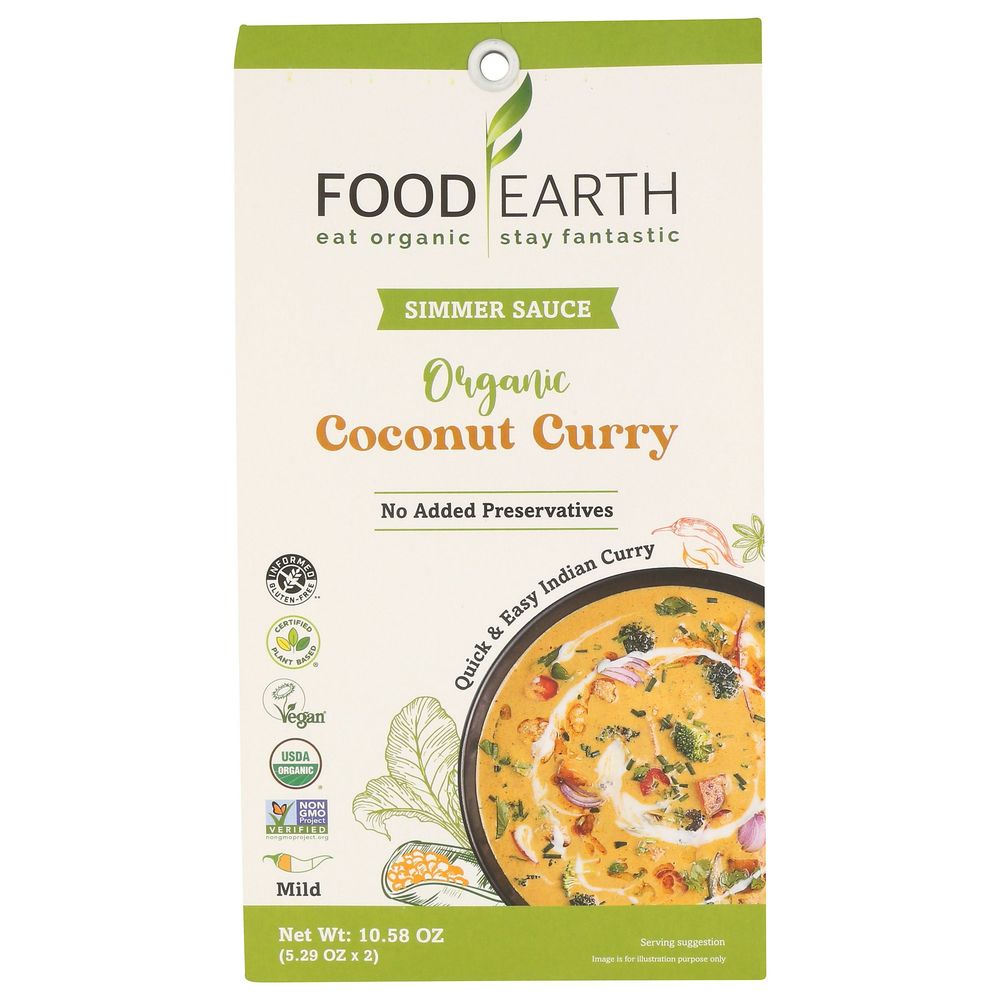 Food Earth Organic Coconut Curry Simmer Sauce, 10.58 Ounce -- 6 Per Case