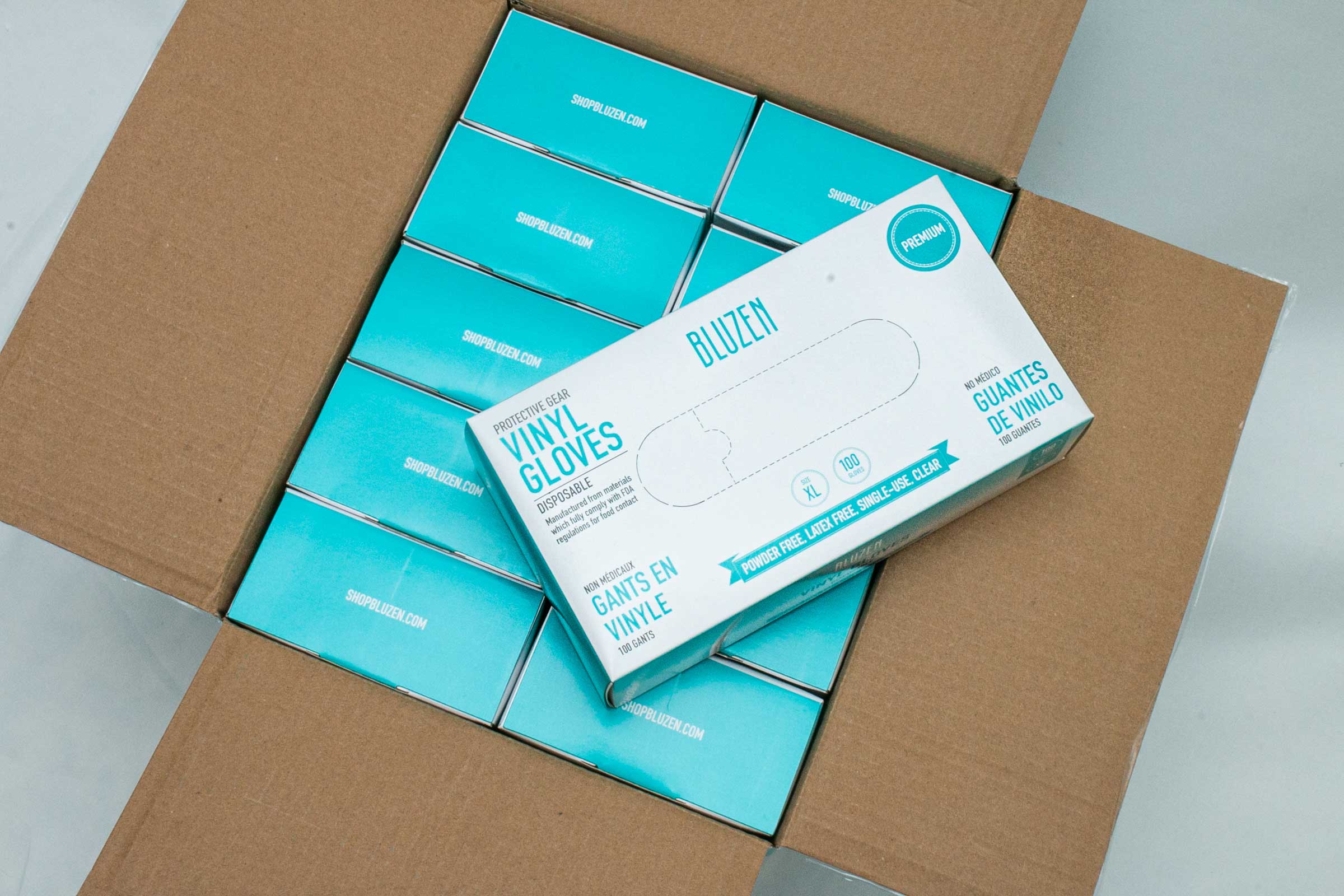 Bluzen Extra Large Disposable Vinyl Gloves Case