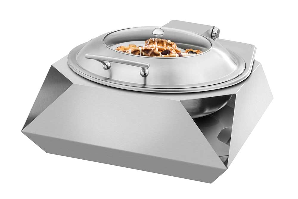 Rosseto Diamond Chafer Redondo De Acero Inoxidable Con Tapa De Cierre Suave