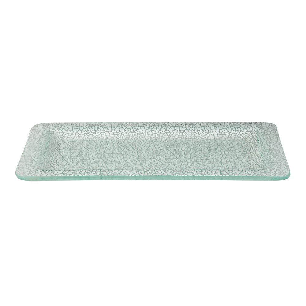 Rosseto Kalderon Foglia White 16 Inch Rectangle Handmade Glass Rimmed Platter, 15.7 X 9.8 X 0.8 Inch