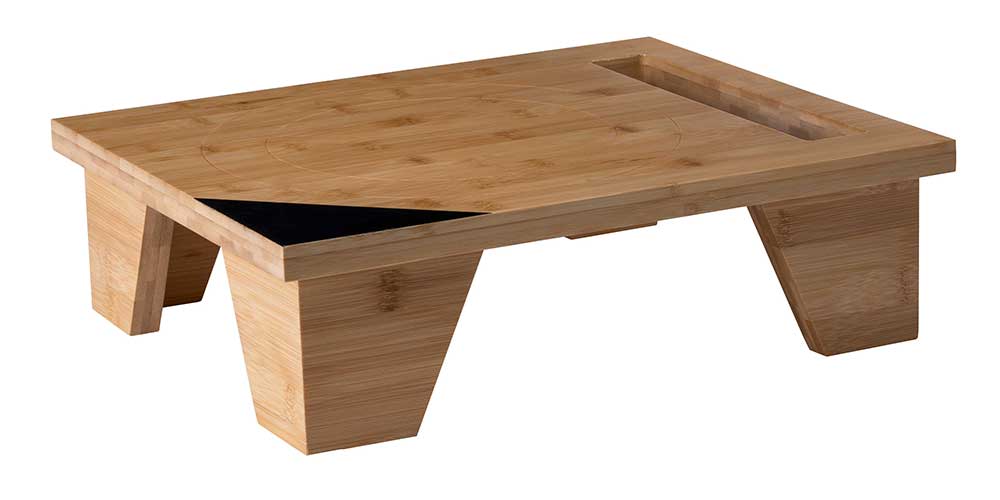 Rosseto Bamboo Pot Stand With Lid Holder And Chalkboard Corner, 13.8 × 16.5 × 4.7 Inch