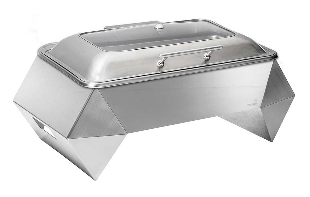 Rosseto Diamond Multi-chef 10 Inch Stainless Steel Chafer With Soft Closing Lid 3 Fuel Holders And Reversible Burner Stand, 27.75 X 16 X 14 Inch