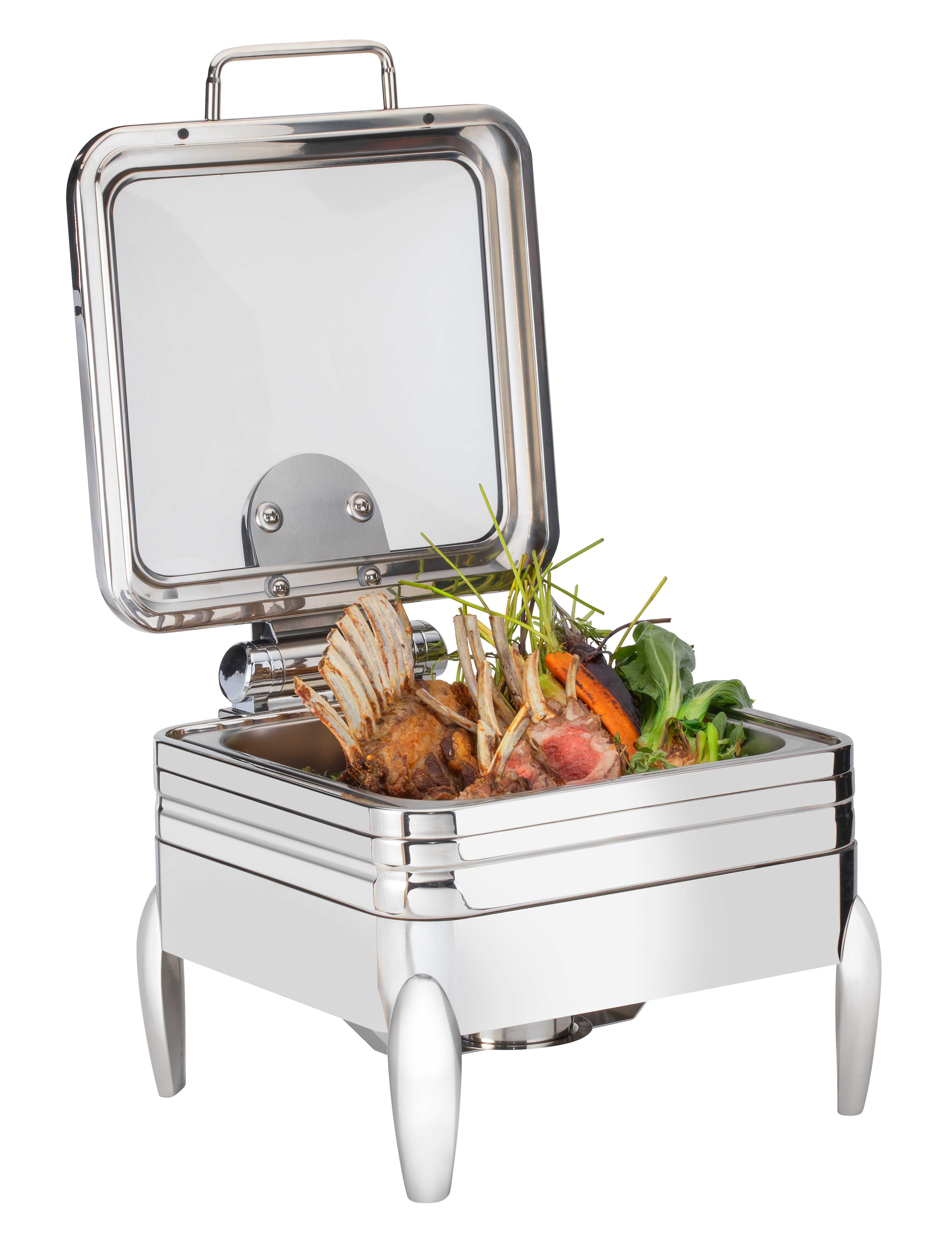 Rosseto De Luxe Square Stainless Steel Chafing Dish with Glass Lid ...