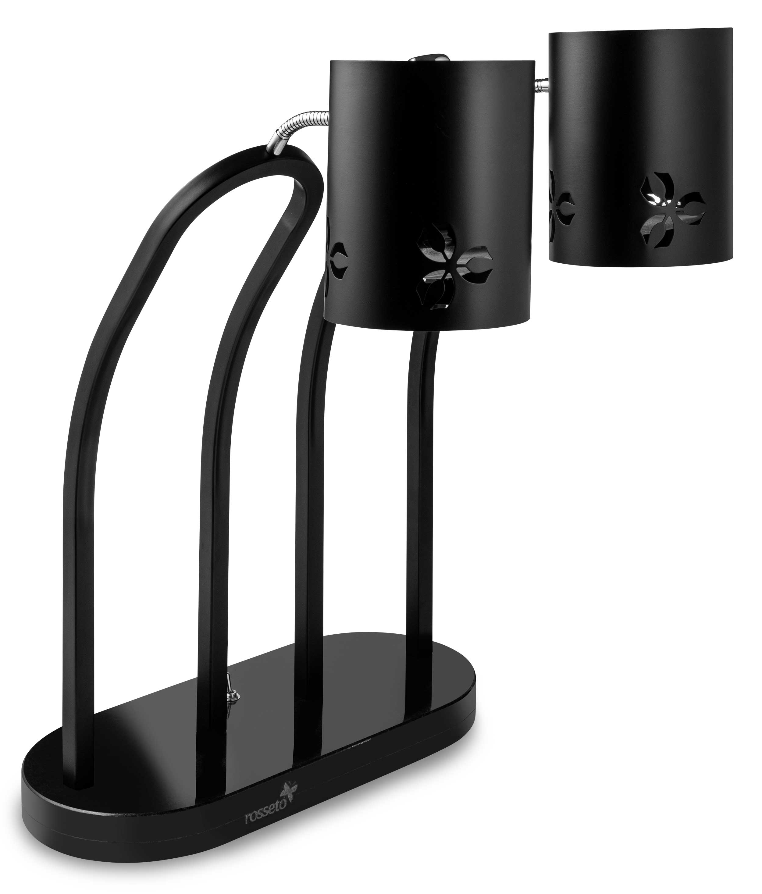 Rosseto Iris Double Black Matte Heat Lamp With Black Metal Base, 18.5 X 19.5 X 26 Inch