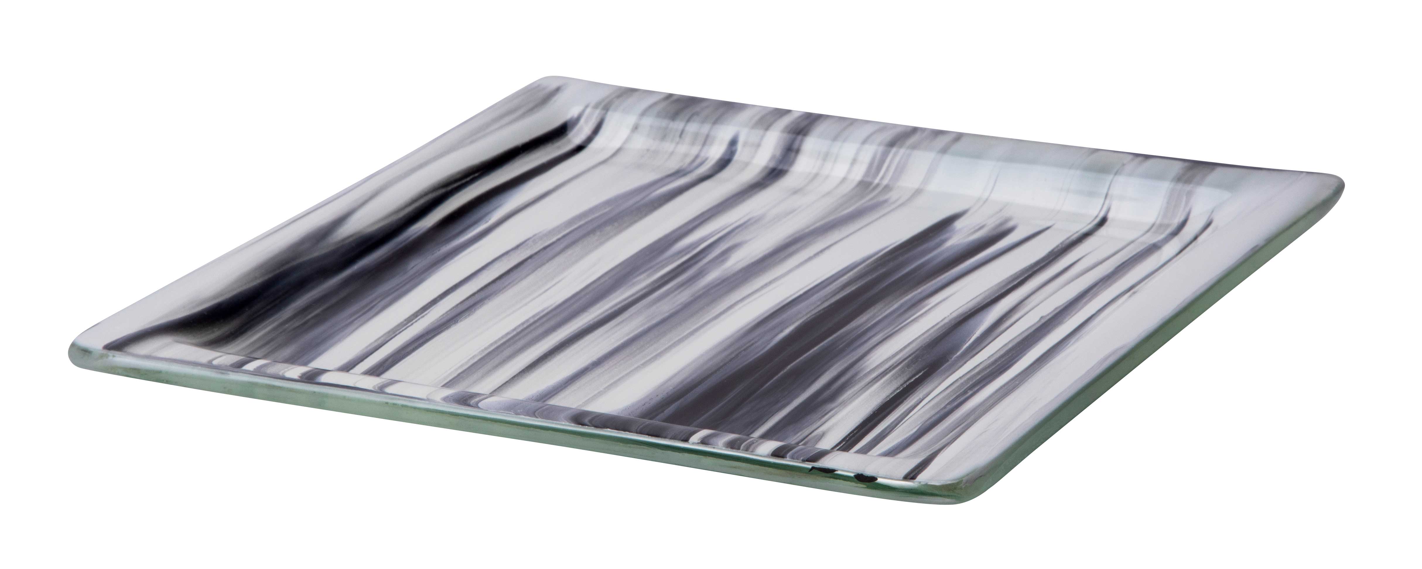 Rosseto Aroma Black and White Square Platter with Rim, 9 x 9 x .5 inch