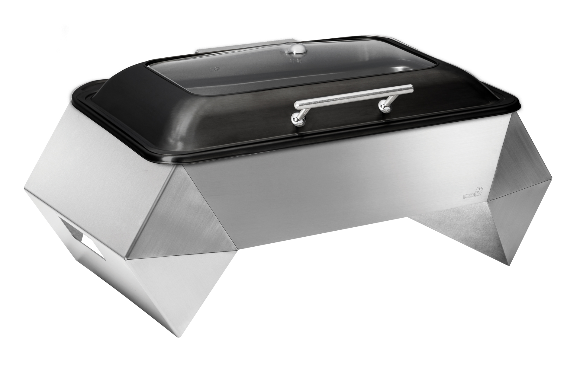 Rosseto Diamond Multi-chef 10 Inch Stainless Steel Warmer With Black Soft Closing Chafer 3 Fuel Holders And Revers Burner Stand, 27.75 X 16 X 14 Inch