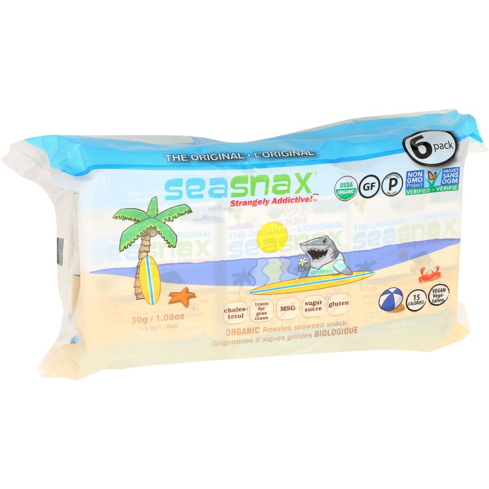 Seasnax Organic Roasted Seaweed Snack, 1.08 Ounce -- 12 Per Case