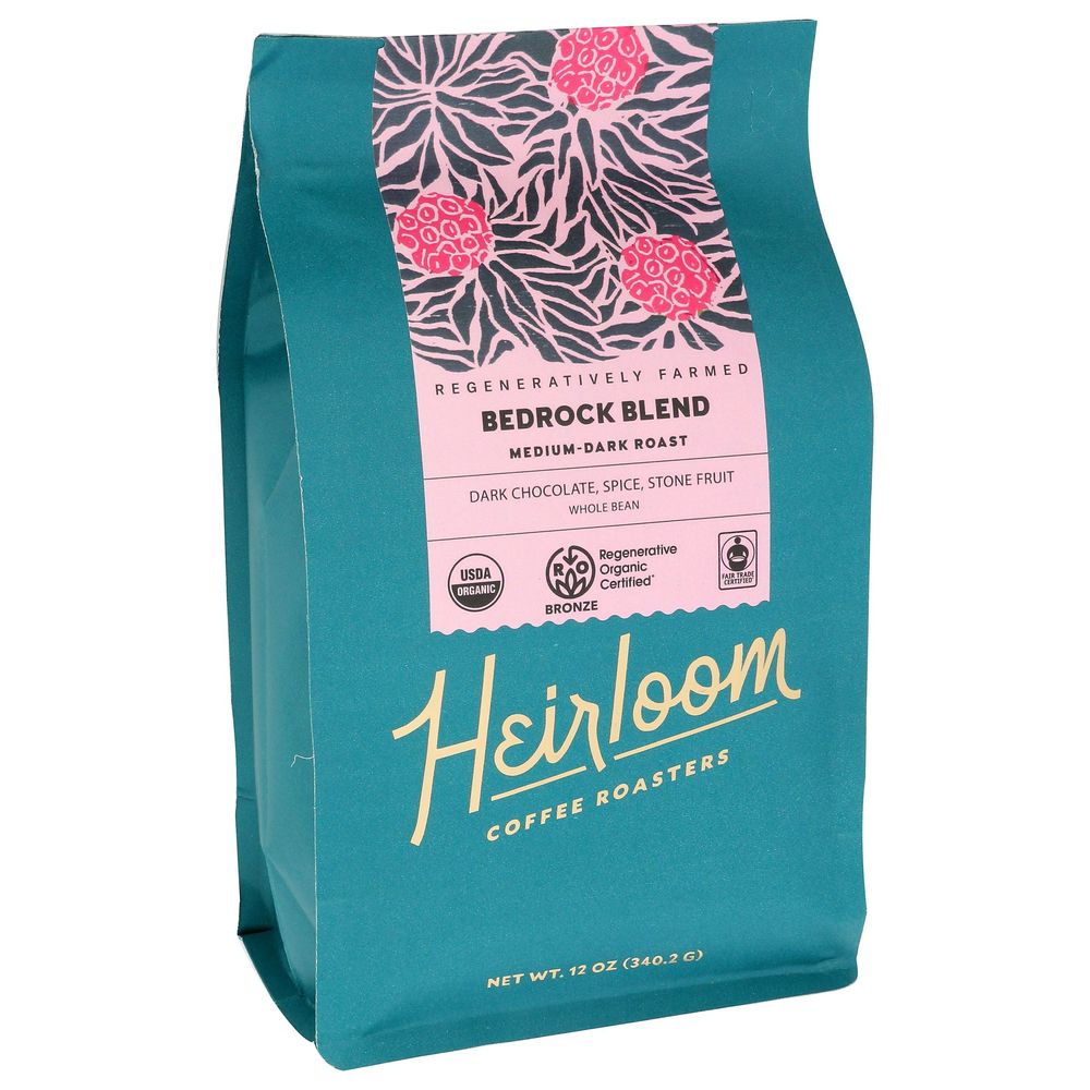 Heirloom Coffee Roasters Medium Dark Roast Bedrock Blend Coffee, 12 Ounce -- 6 Per Case