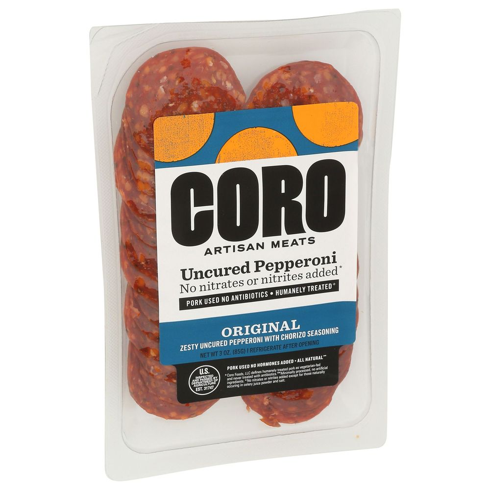 Coro Foods Original Uncured Sliced Pepperoni, 3 Ounce -- 12 Per Case