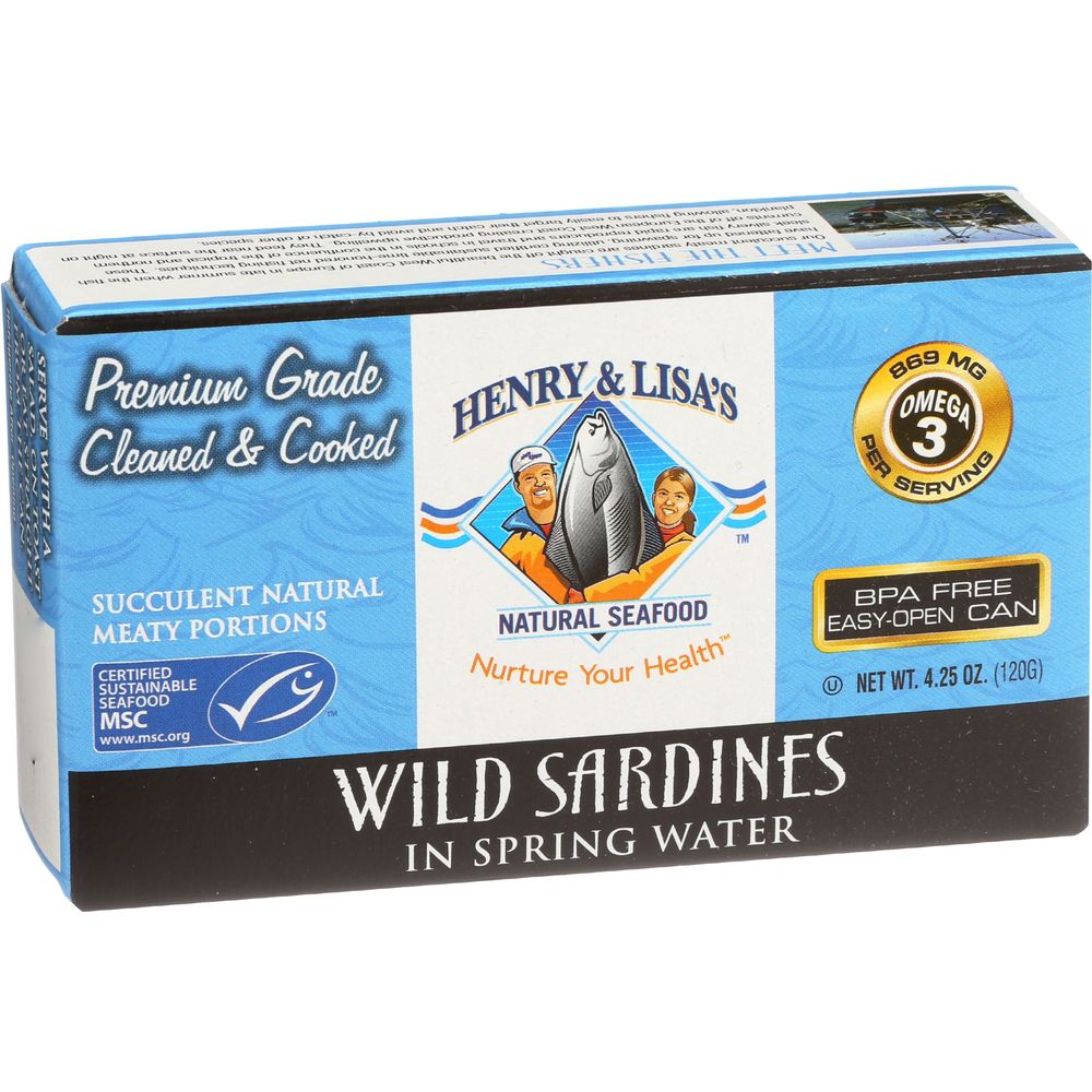 Henry & Lisa's Wild Sardines In Spring Water, 4.25 Ounce -- 12 Per Case