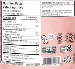 Righteous Dairy Free Strawberry Rhubarb Sorbetto, 16 Ounce -- 8 Per Case