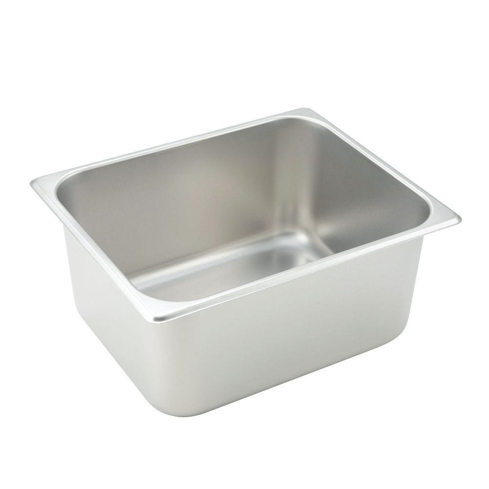 Winco Sph6 25 Gauge 18/8 Stainless Steel Half Size Straight-sided Steam Table Pan, 6 Inch Deep