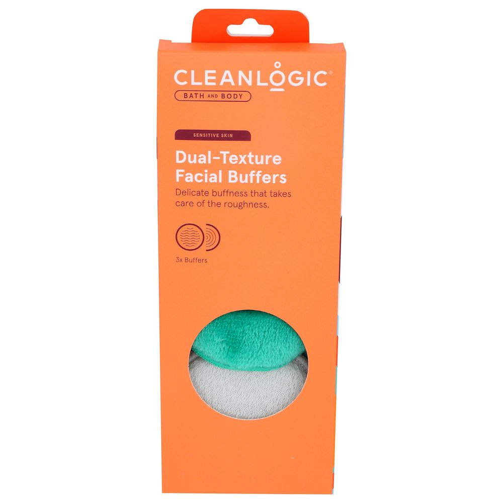 Cleanlogic Bath And Body Sensitive Skin Dual-texture Facial Buffers, 3 Count -- 6 Per Case