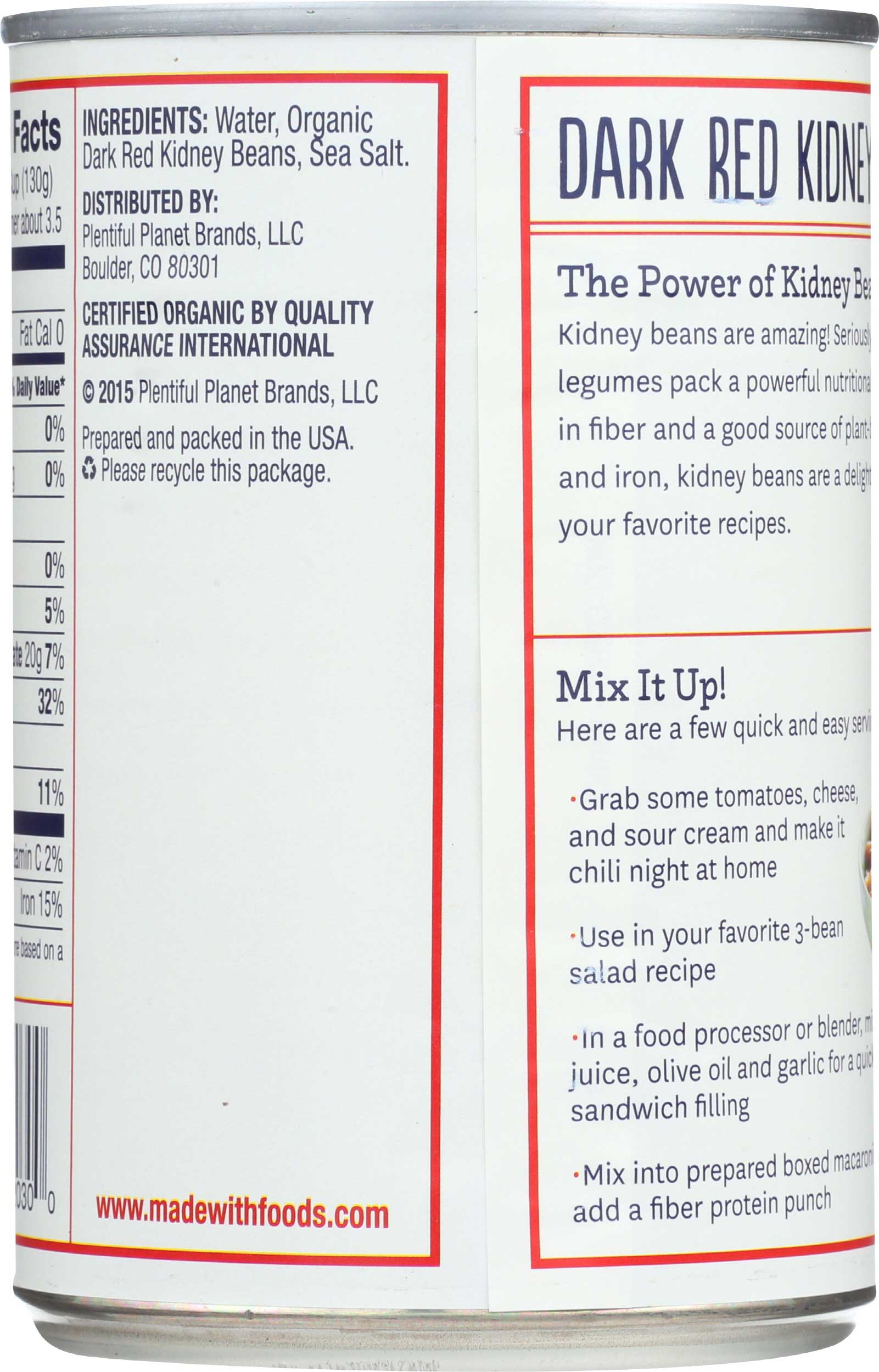 Made With Organic Dark Red Kidney Beans, 15 Ounce -- 12 per case