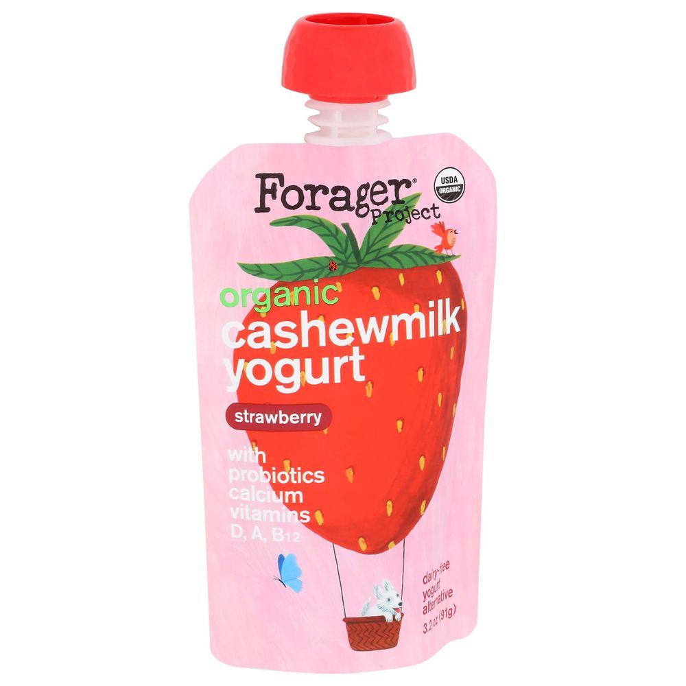 Forager Organic Strawberry Cashewmilk Yogurt For Kids, 3.2 Ounce -- 8 Per Case