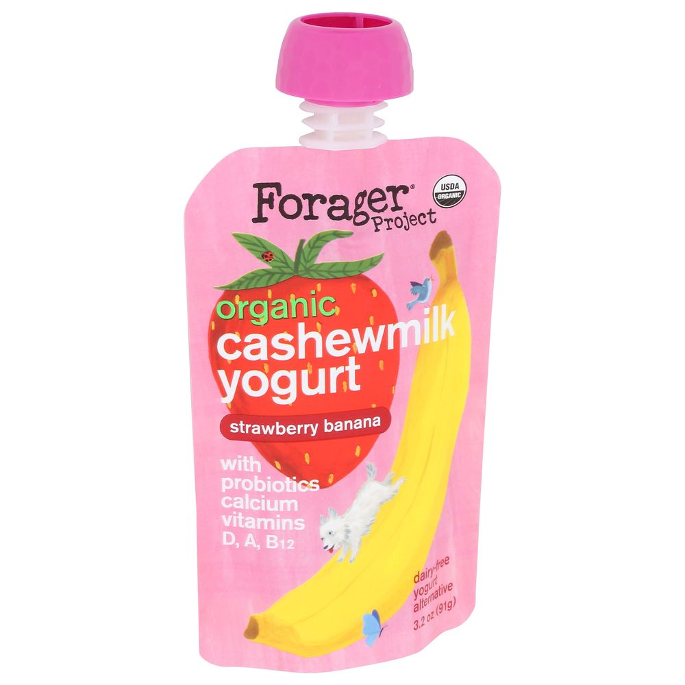 Forager Organic Strawberry Banana Cashewmilk Yogurt, 3.2 Ounce -- 8 Per Case
