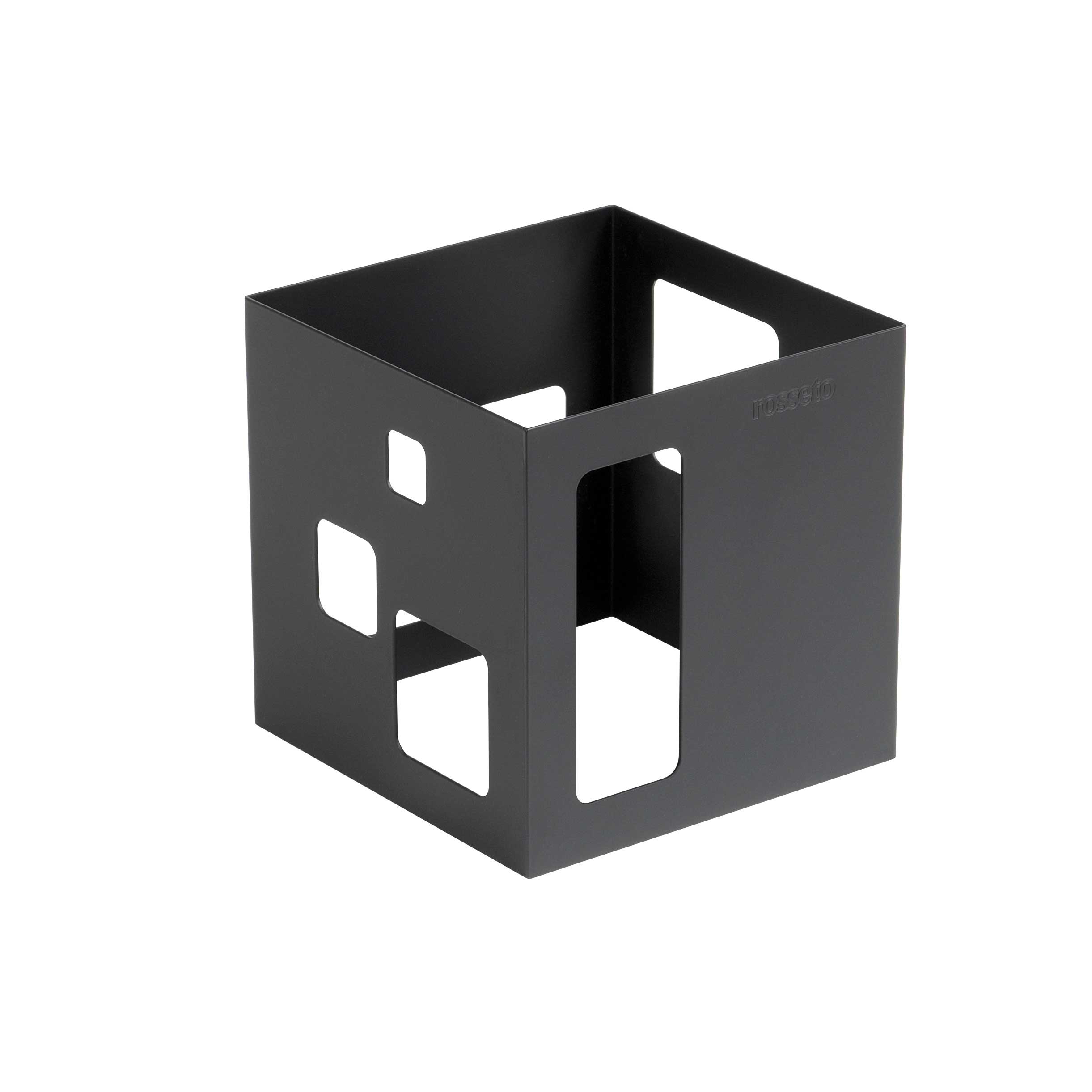 Calentador Cuadrado Bajo Negro Mate Rosseto, 7.25 X 7.25 X 7 Pulgadas