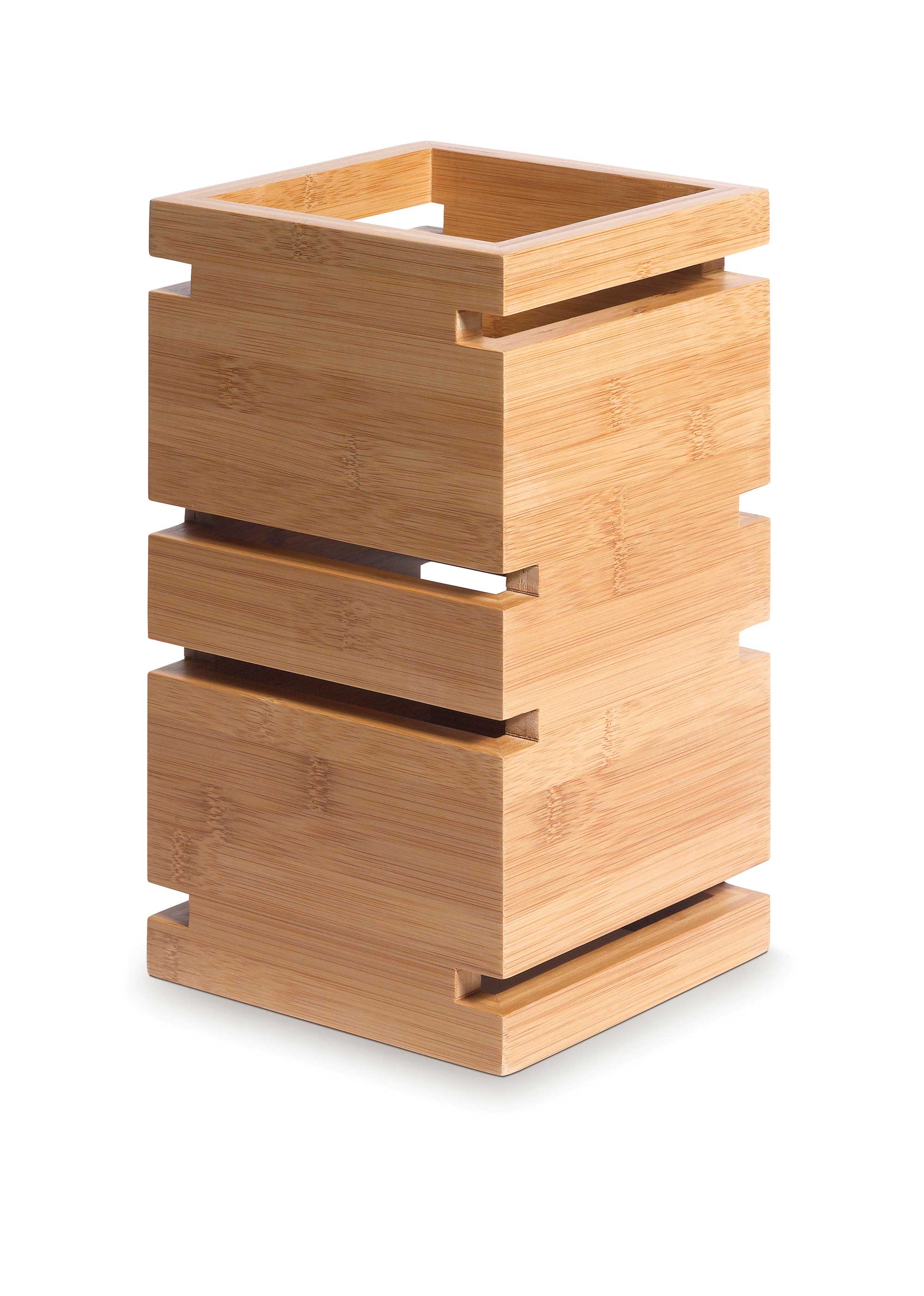 Elevador Multinivel Alto De Bambú Natural Brillante Rosseto Skycap, 6.5 X 6.5 X 12 Pulgadas