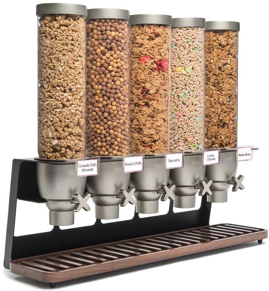 Rosseto Ez Serv 5 Container Tabletop Dispenser With Walnut Tray, 32.5 X 10 X 26.25 Inch