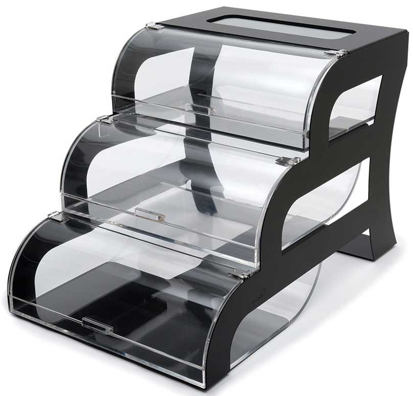 Rosseto Three Tier Bakery Case With Black Matte Frame, 15.4 X 23.5 X 15.75 Inch