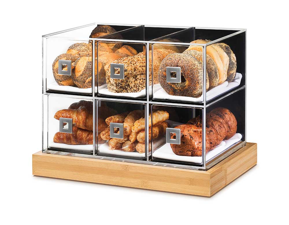 Rosseto Acrylic Six Drawer Bakery Case With Fresh Bamboo Base, 21 X 13.63 X 15.38 Inch